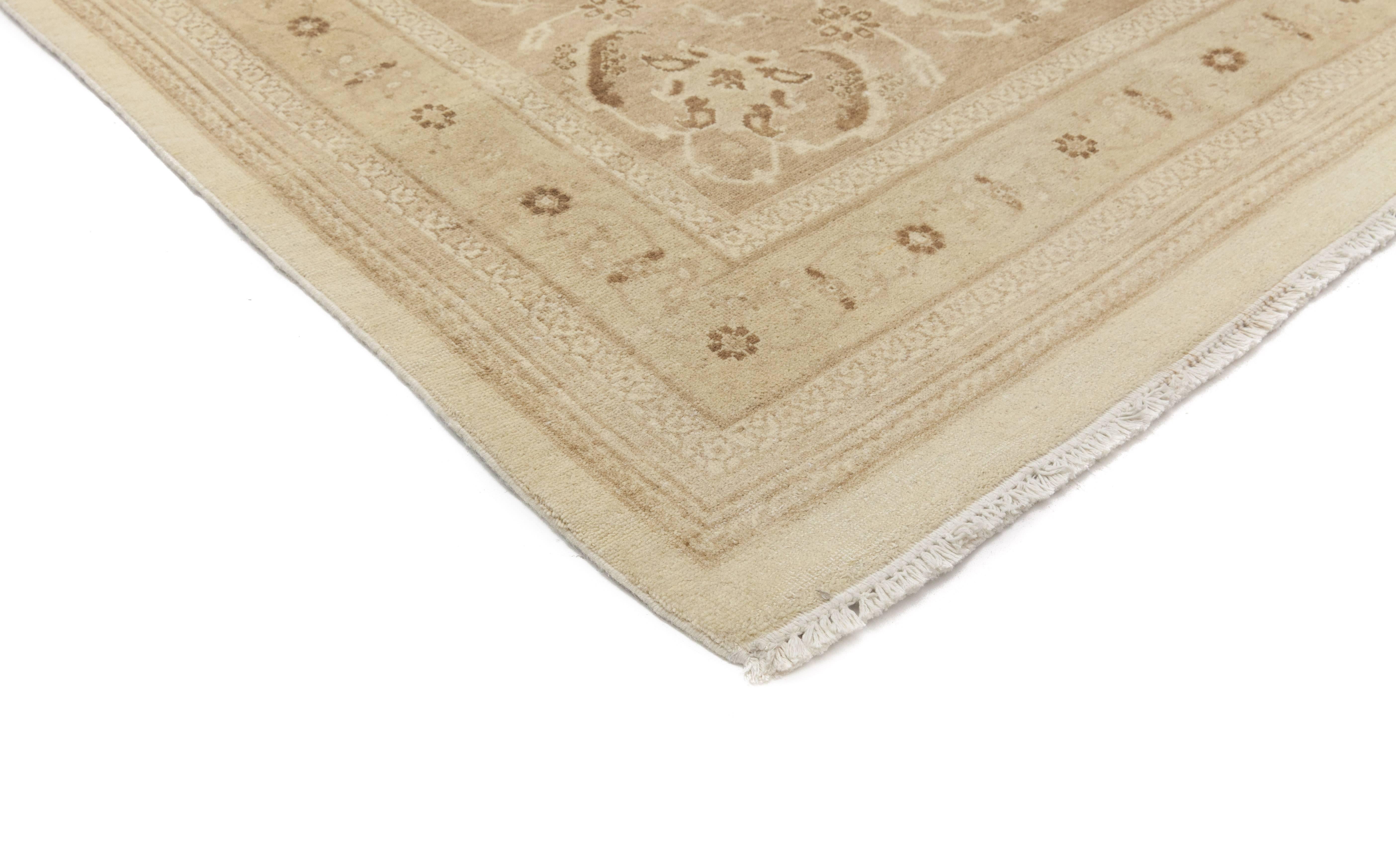 Color: Ivory - Made In: Pakistan. 100% Wool. Originating centuries ago in what is now Turkey, Oushak rugs have long been sought after for their intricate patterns, lush yet subtle colors, and soft luster. These rugs continue that tradition.