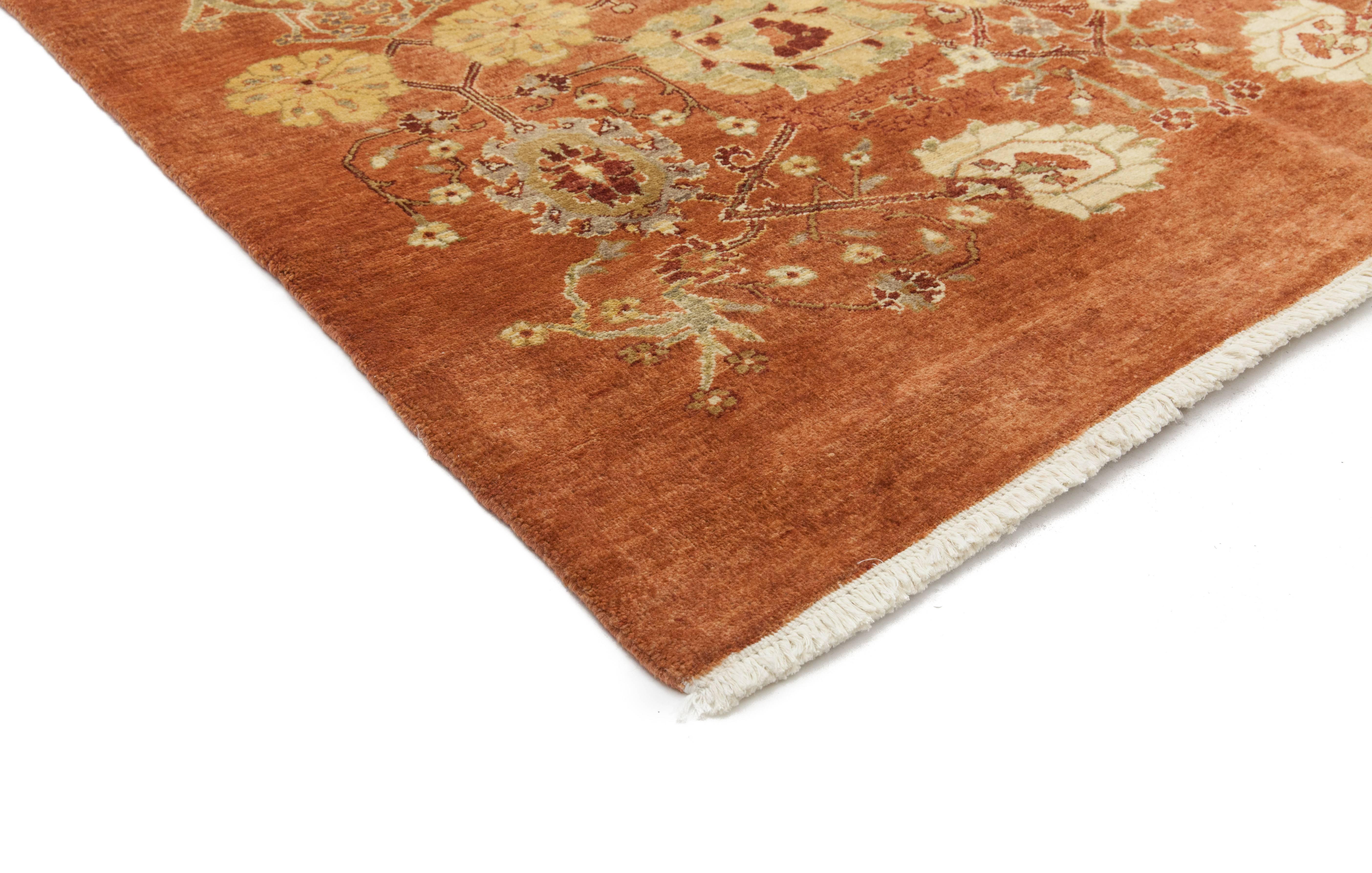 Color: Brown - Made In: Pakistan. 100% Wool. Originating centuries ago in what is now Turkey, Oushak rugs have long been sought after for their intricate patterns, lush yet subtle colors, and soft luster. These rugs continue that tradition.