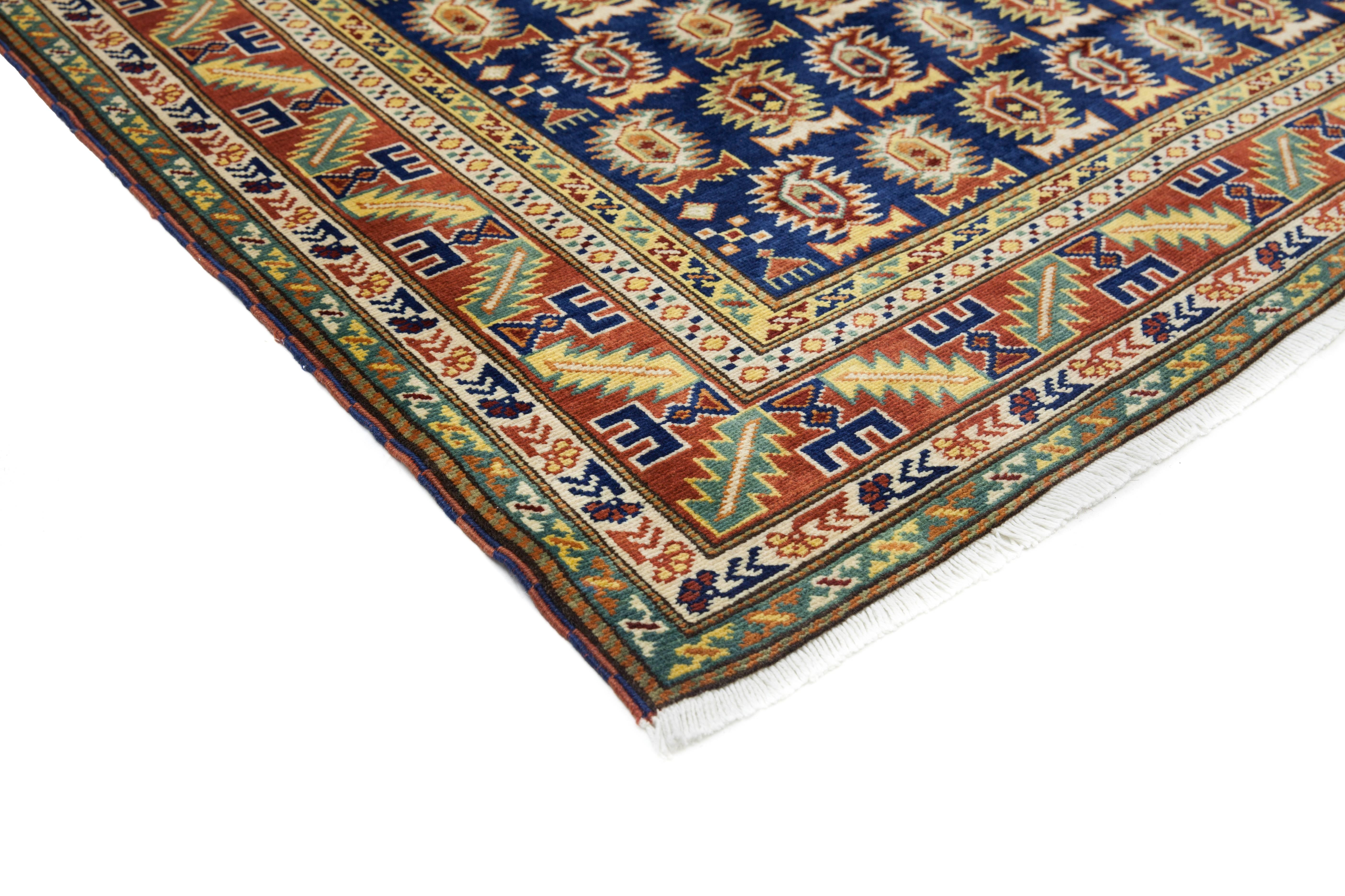 Color: Blue - Made In: Pakistan. 100% Wool. With their earthy palettes and geometric patterns, the hand-knotted rugs of the Southwestern collection make beautiful additions to rustic and lodge-style rooms. At the same time, they contribute a sense