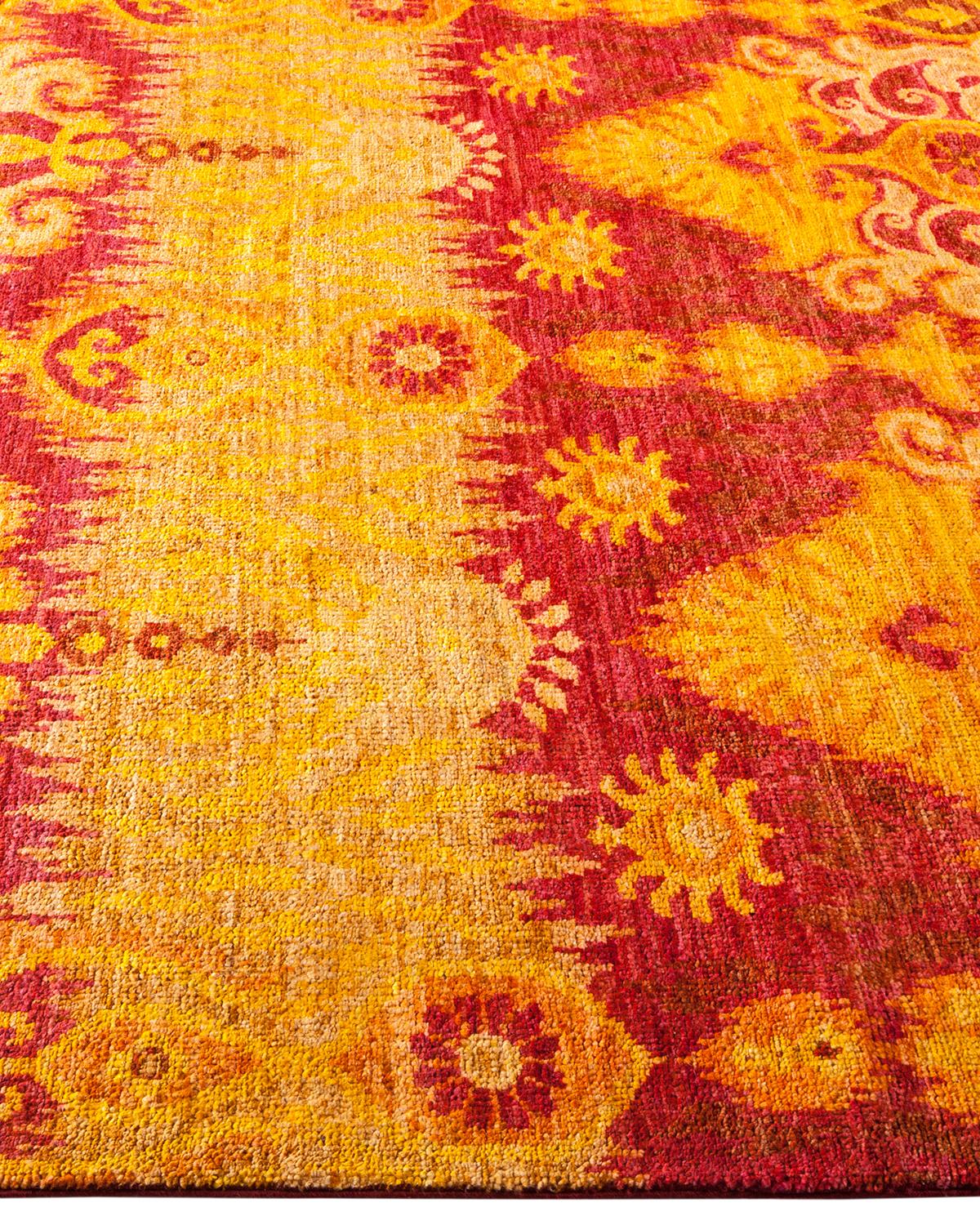 One-of-a-Kind Hand Made Contemporary Modern Yellow Area Rug In New Condition For Sale In Norwalk, CT