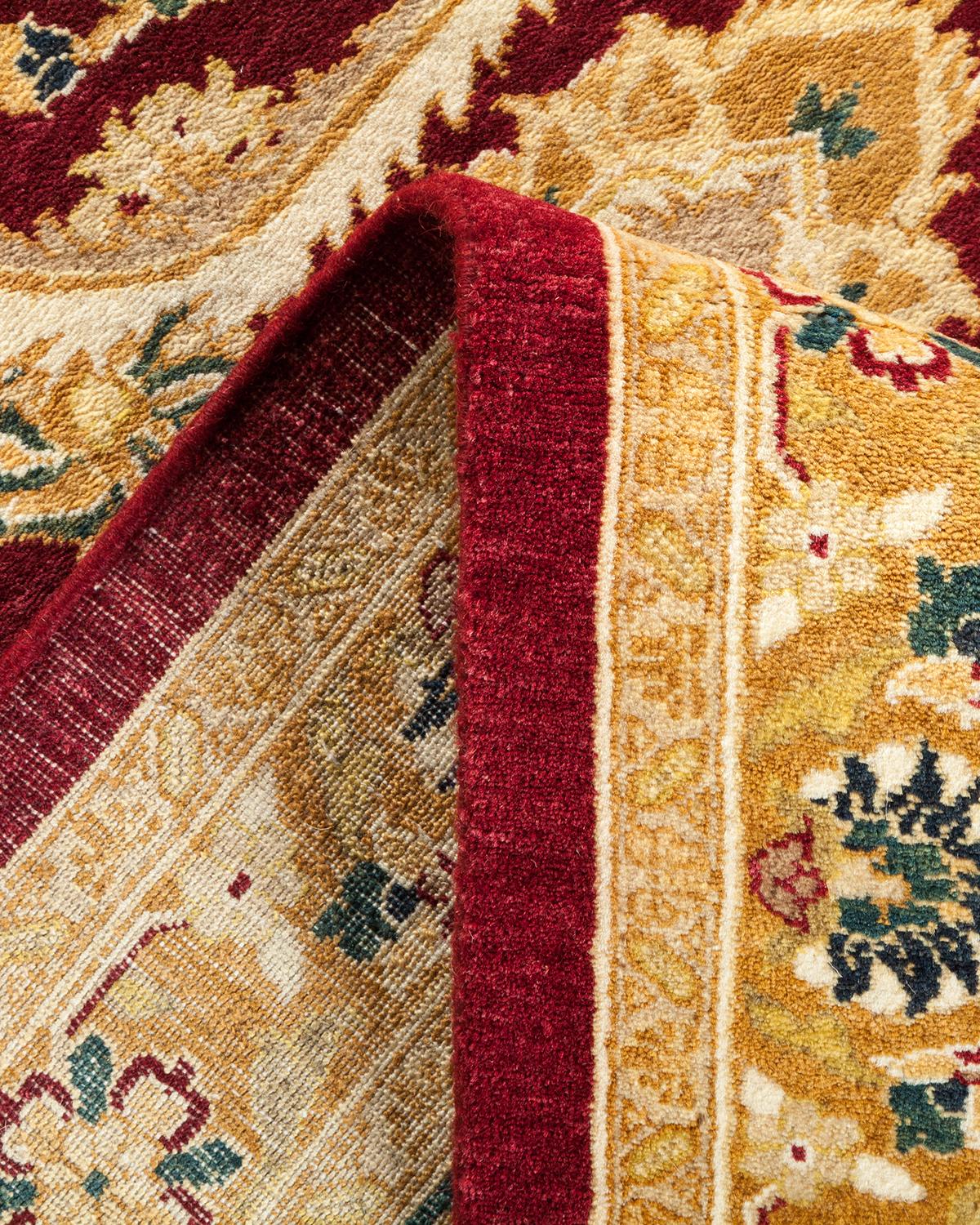 Pakistani One-of-a-kind Hand Made Traditional Mogul Red Area Rug For Sale