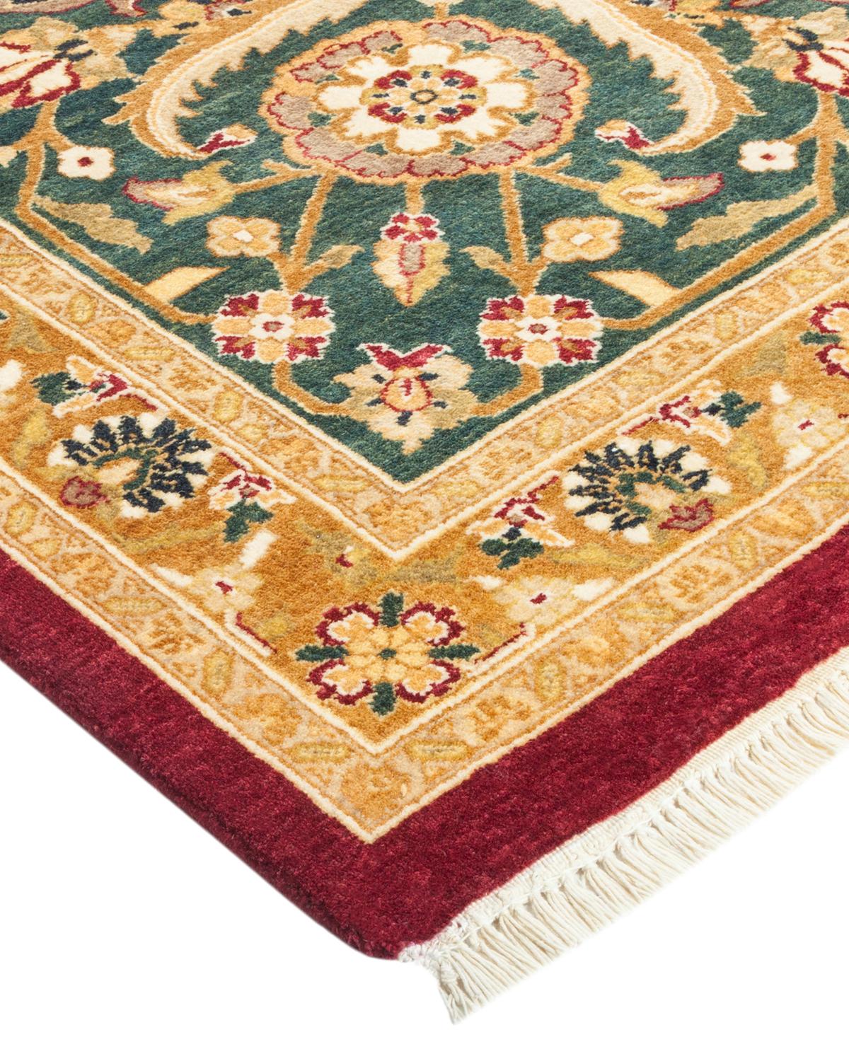 Wool One-of-a-kind Hand Made Traditional Mogul Red Area Rug For Sale