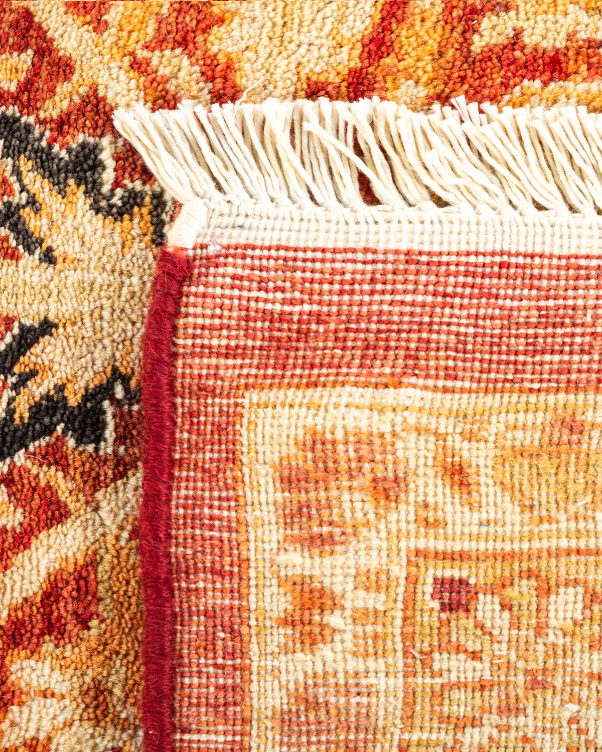 Noué à la main Tapis traditionnel Mogul rouge unique fait à la main, unique en son genre en vente