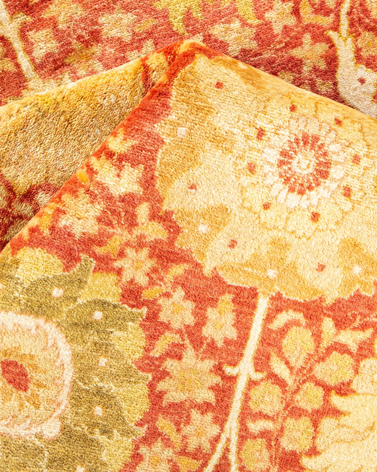 Alfombra tradicional única Hand Made Mogul Naranja Pakistaní en venta