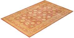 One-of-a-Kind Hand Made Traditional Mogul Orange Area Rug