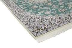 One-of-a-Kind Persian Nain Wool Hand-Knotted Area Rug, Teal, 3' 10 x 5' 9