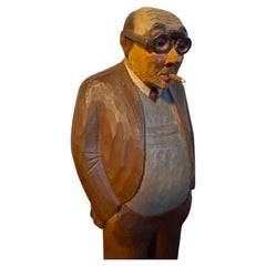 Poul Henningsen – Rare Hand-Carved Portrait Sculpture, Denmark, 1935