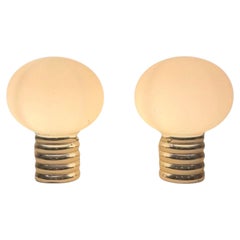 Pair of West German Space Age Opaline Glass Globe Table Lamps, Circa 1960s