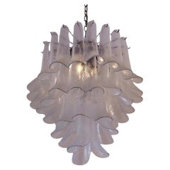 AV Mazzega 1970s Murano Glass “Petali Selle” Banana Leaf Chandelier, Italy