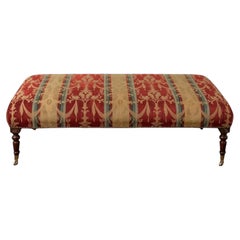 Grand-Scale Ottoman in Floral Lampas Wool Epinglé, Lyonnaise Style, Circa 1890