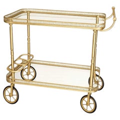 Carrello da bar italiano in ottone Hollywood Regency, forse di Cesare Lacca, circa 1965