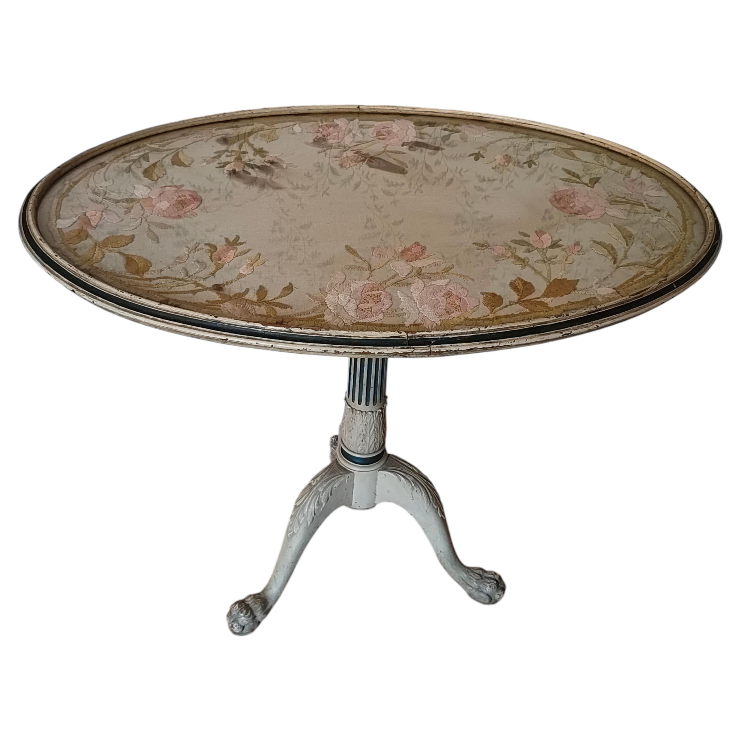 French Painted Tripod Table, Louis XVI Style, Circa 1860–1880 For Sale