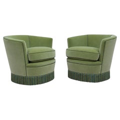 A Pair of 1930's Art Deco Barrel-Back Cocktail Chairs