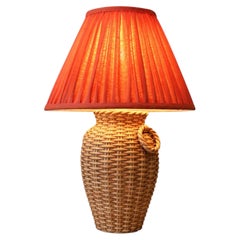 Lampada da tavolo italiana in ceramica in stile Mid-Century con effetto trompe-l'œil a intreccio