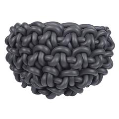 Woven Rubber Knot Basket Black, Medium