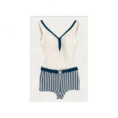 Vintage Swim Suit Stripe and Solid Art Work