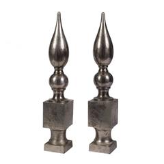 Pair of Vintage Metal Obelisks