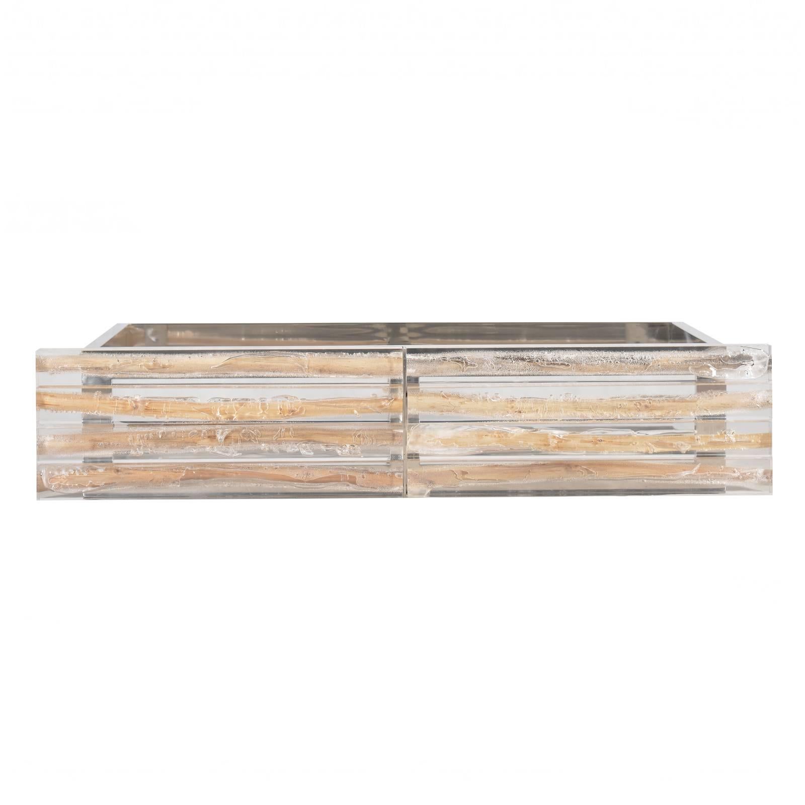 Modern Driftwood in Acrylic Console For Sale