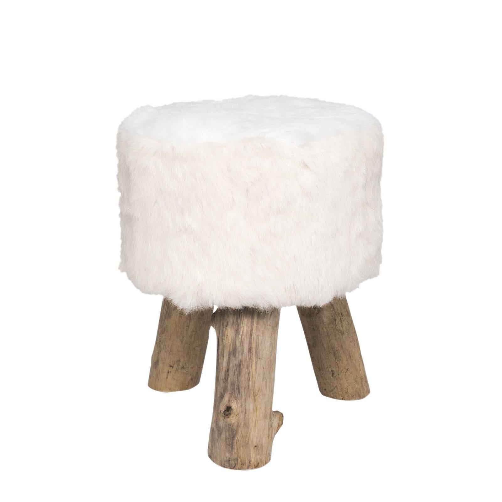 Driftwood stool with white rabbit.
Additional sizes available.
100% natural driftwood.
   