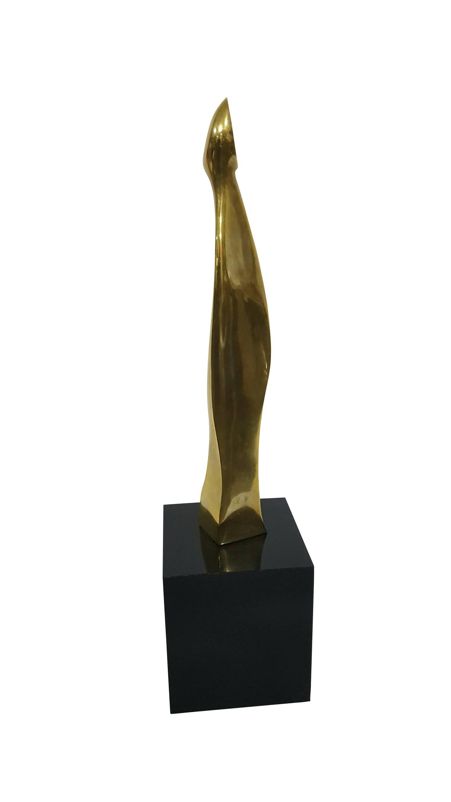 Grandiose Abstract Form II 
by Alfred Burlini.
Circa 1970s
Vintage piece in bronze.
In Acrylic base.
One of the kind.