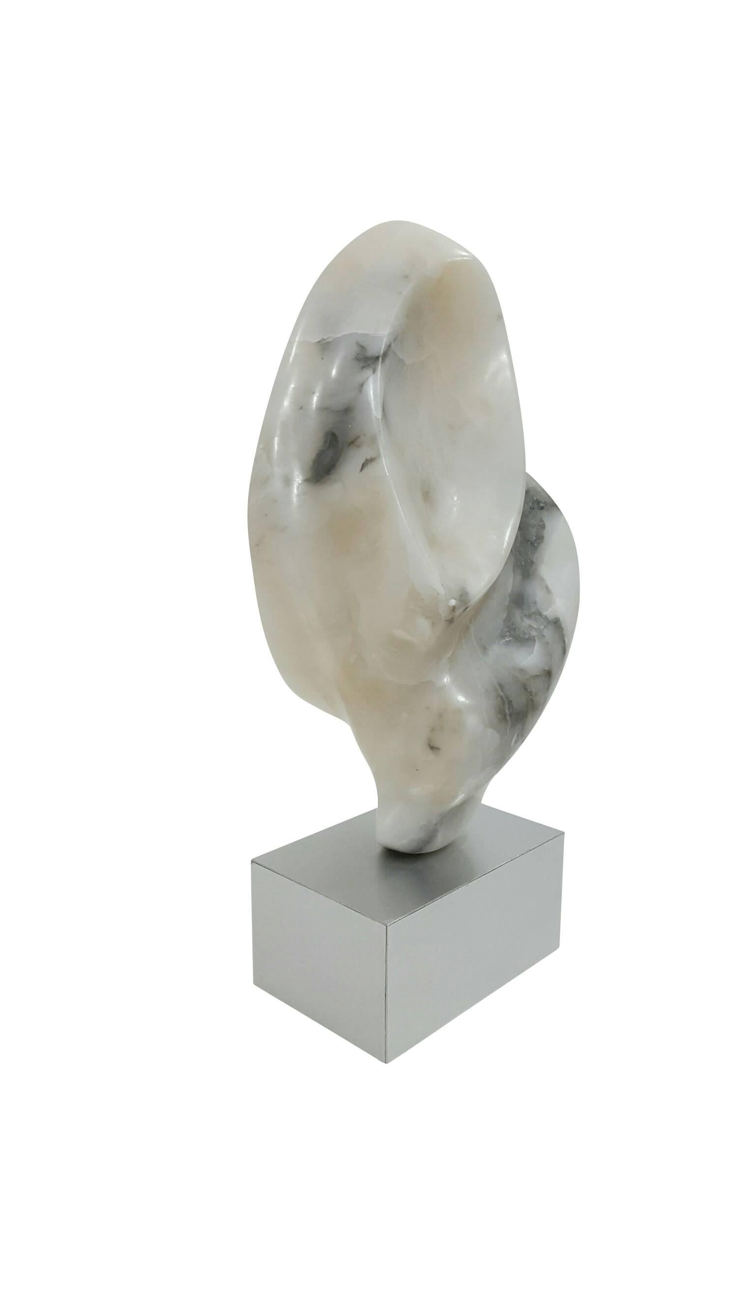 Majestic 19th century abstract white marble sculpture
with aluminum base
by M. Ephraim.
One of the kind.
