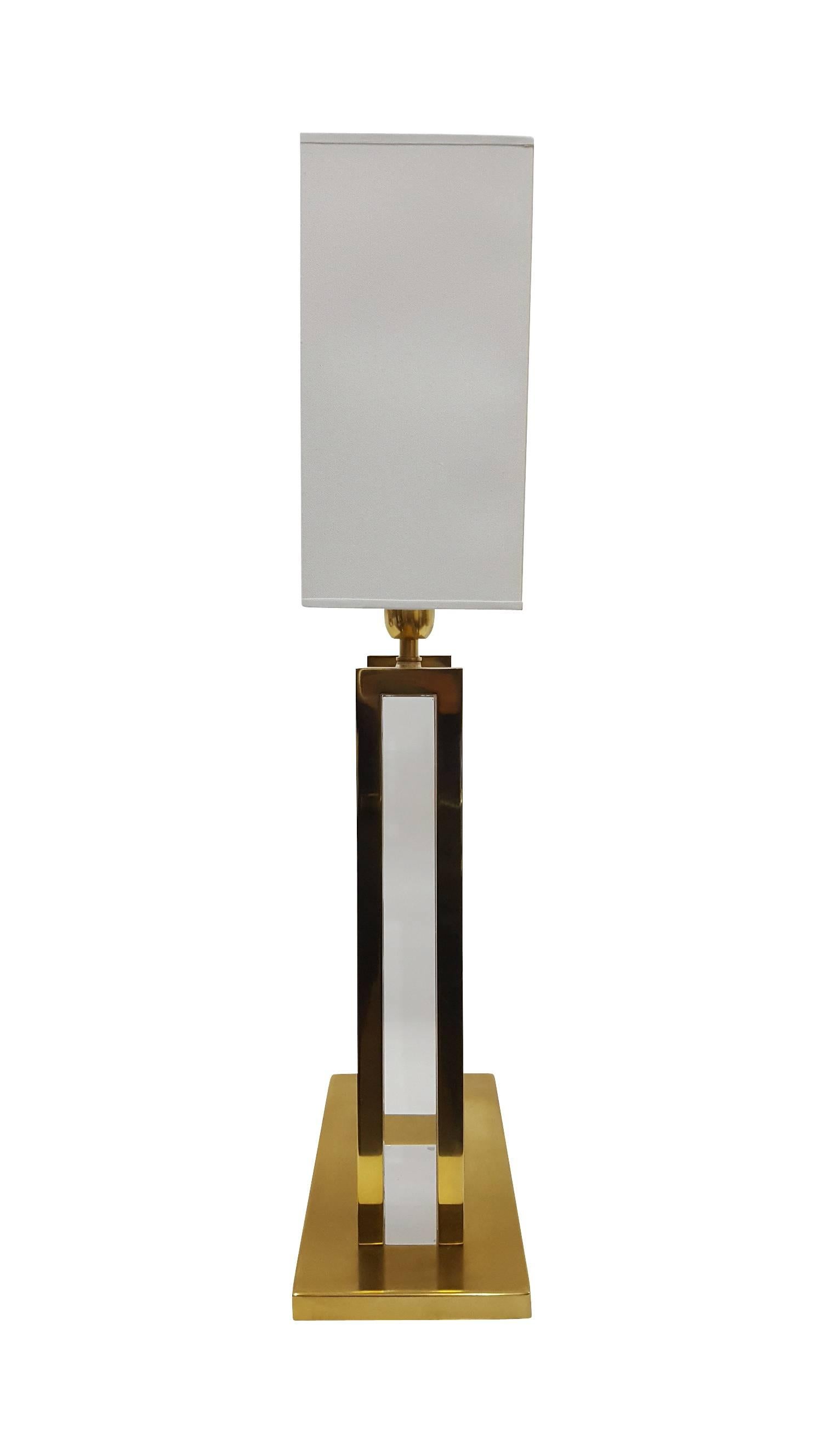 Italian Mies Corners Table Lamp in Brass by Michael Dawkins For Sale