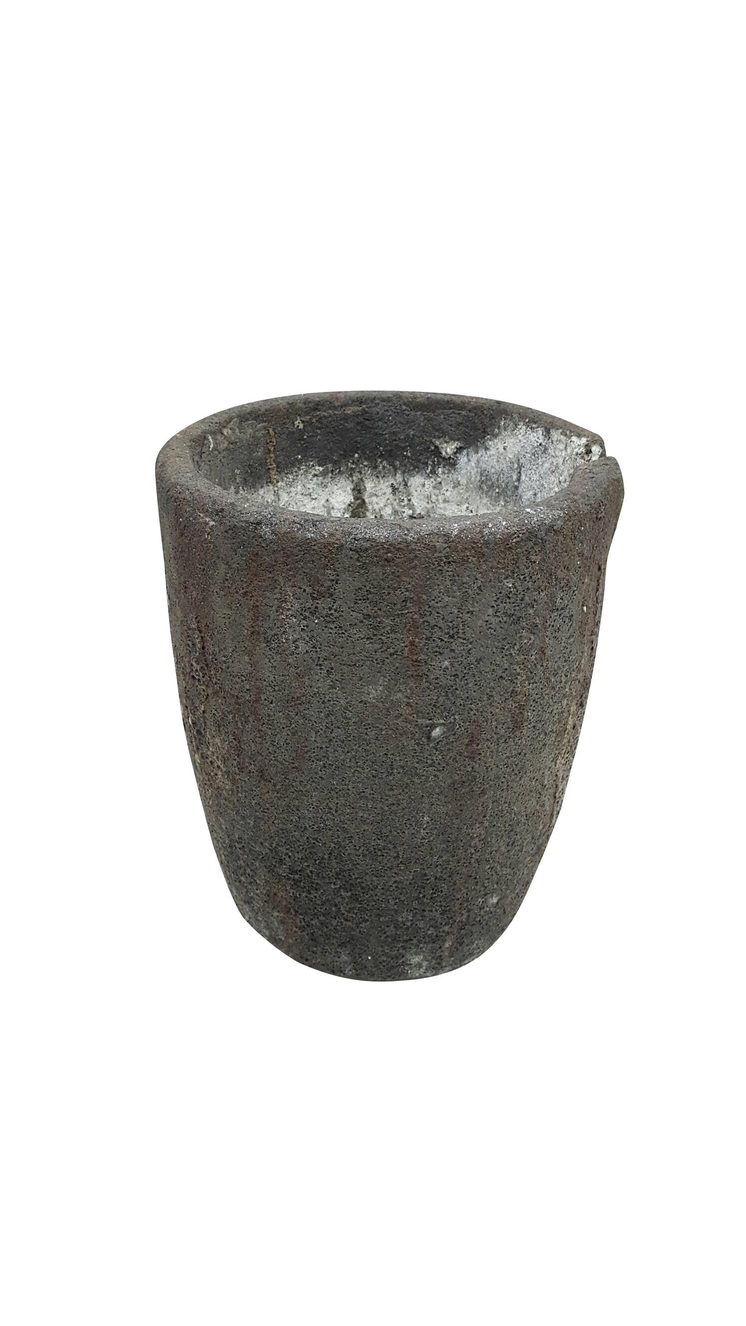 Hand-Crafted Antique Gray Stone Vase For Sale