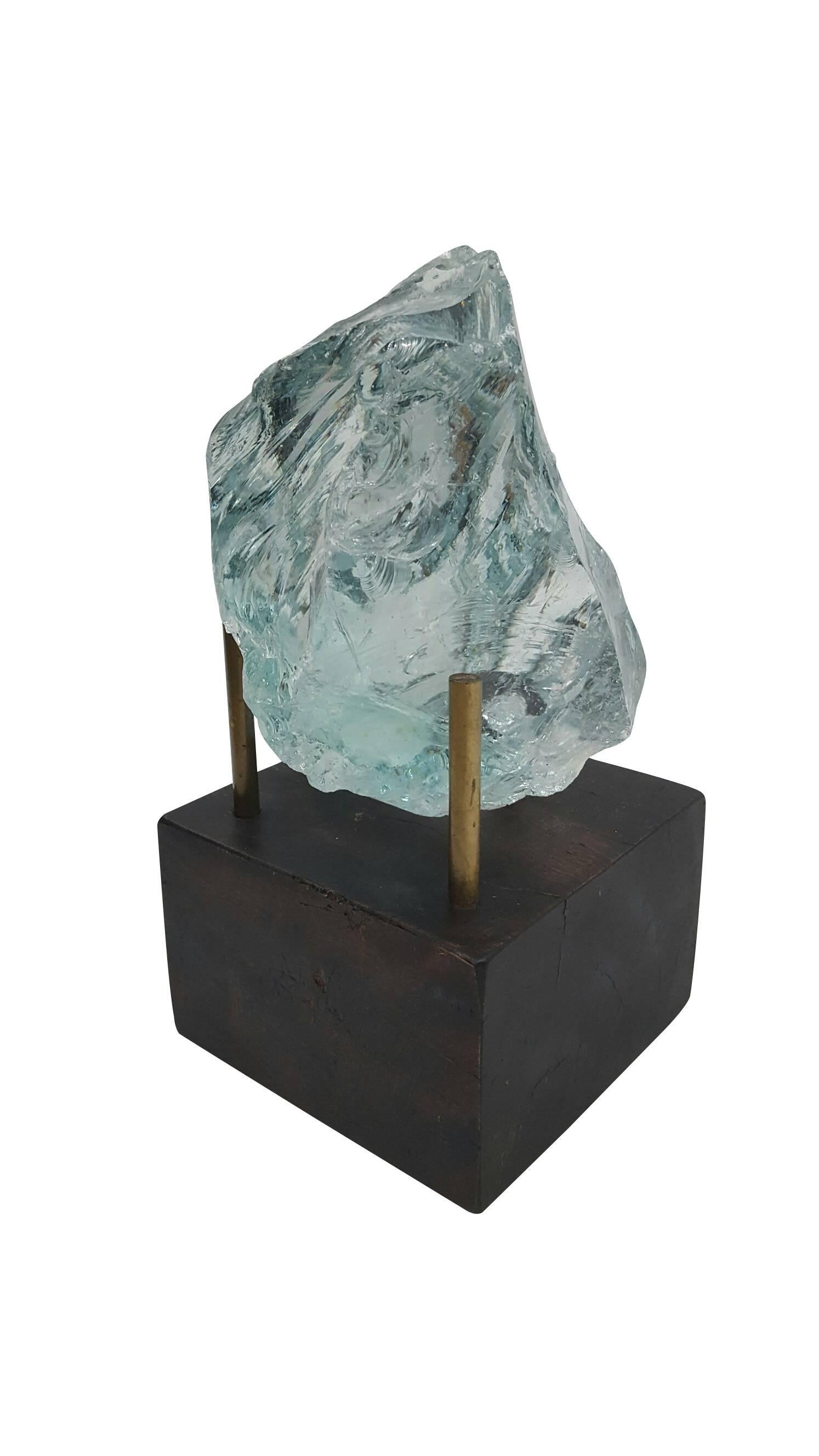 Quartz Geode on Wood Base In Excellent Condition For Sale In New York, NY