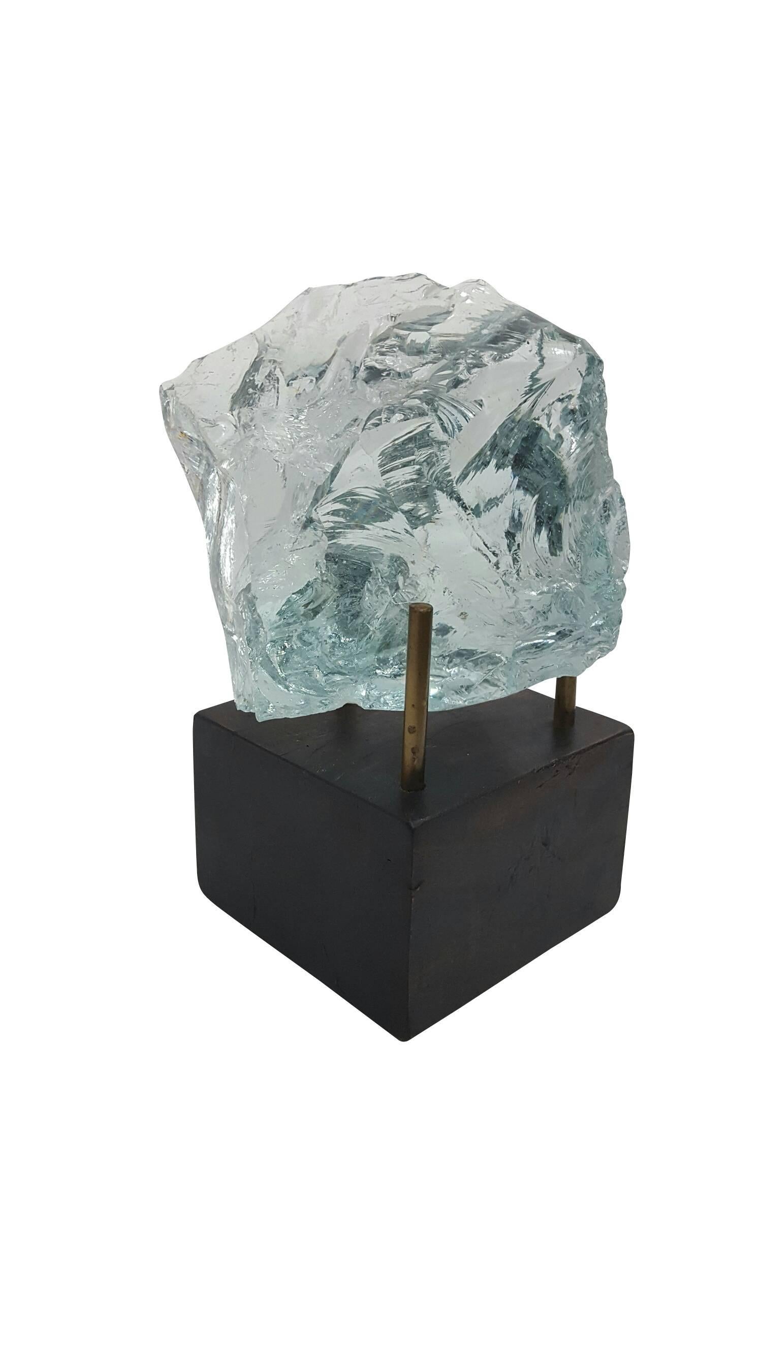 20th Century Quartz Geode on Wood Base For Sale