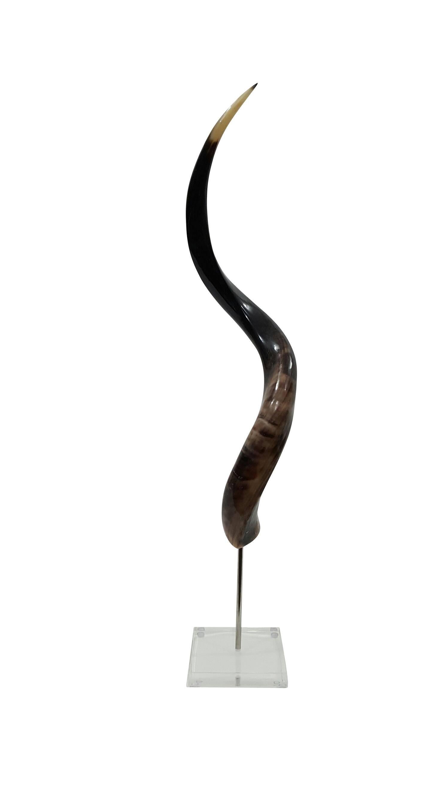 Beautiful Kudu horns on acrylic stand brown.
Dimensions: Stand 5" x 5", Total height 31.5".
Color & Size vary