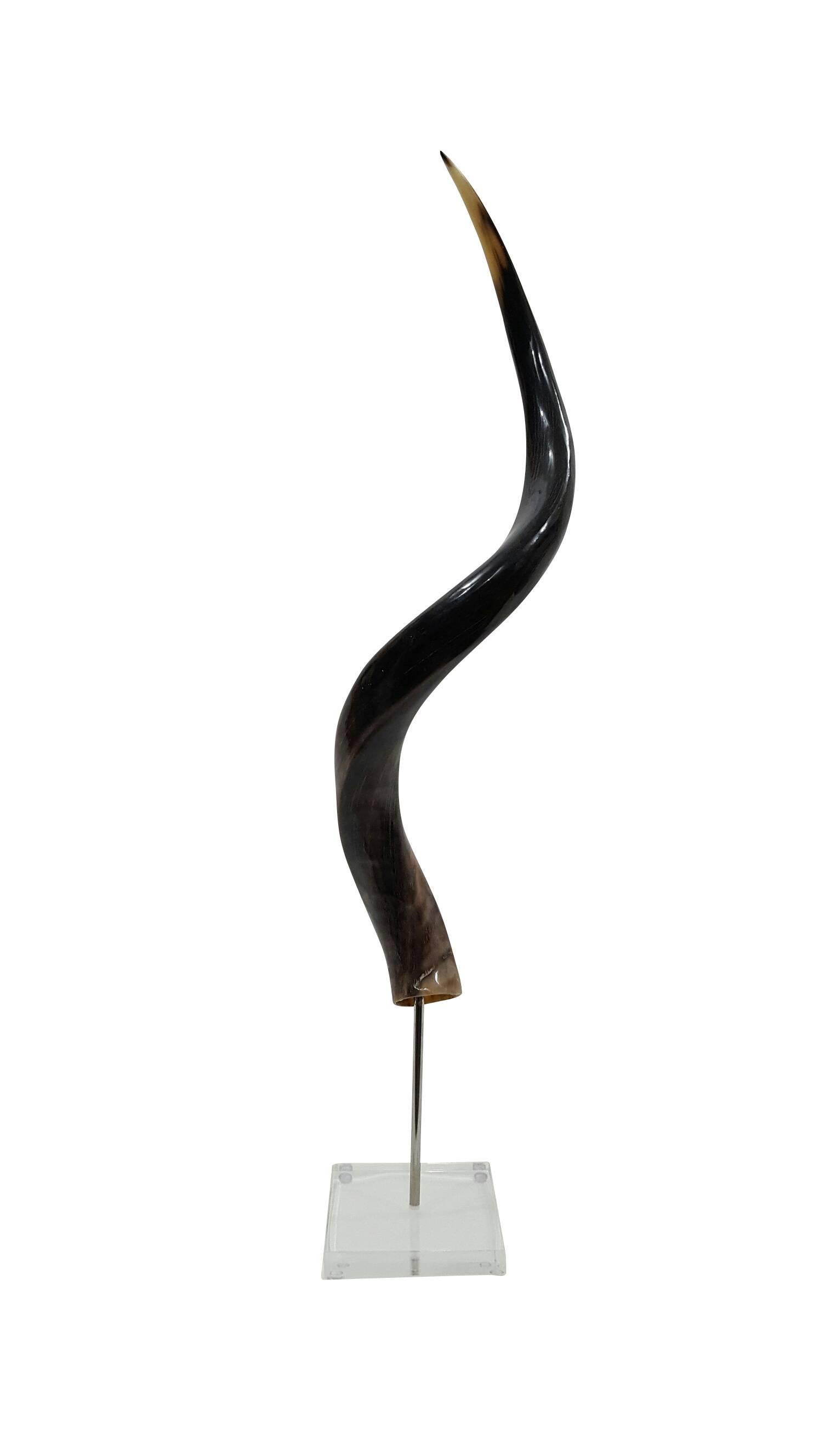 Modern Kudu Horn on Acrylic Stand For Sale