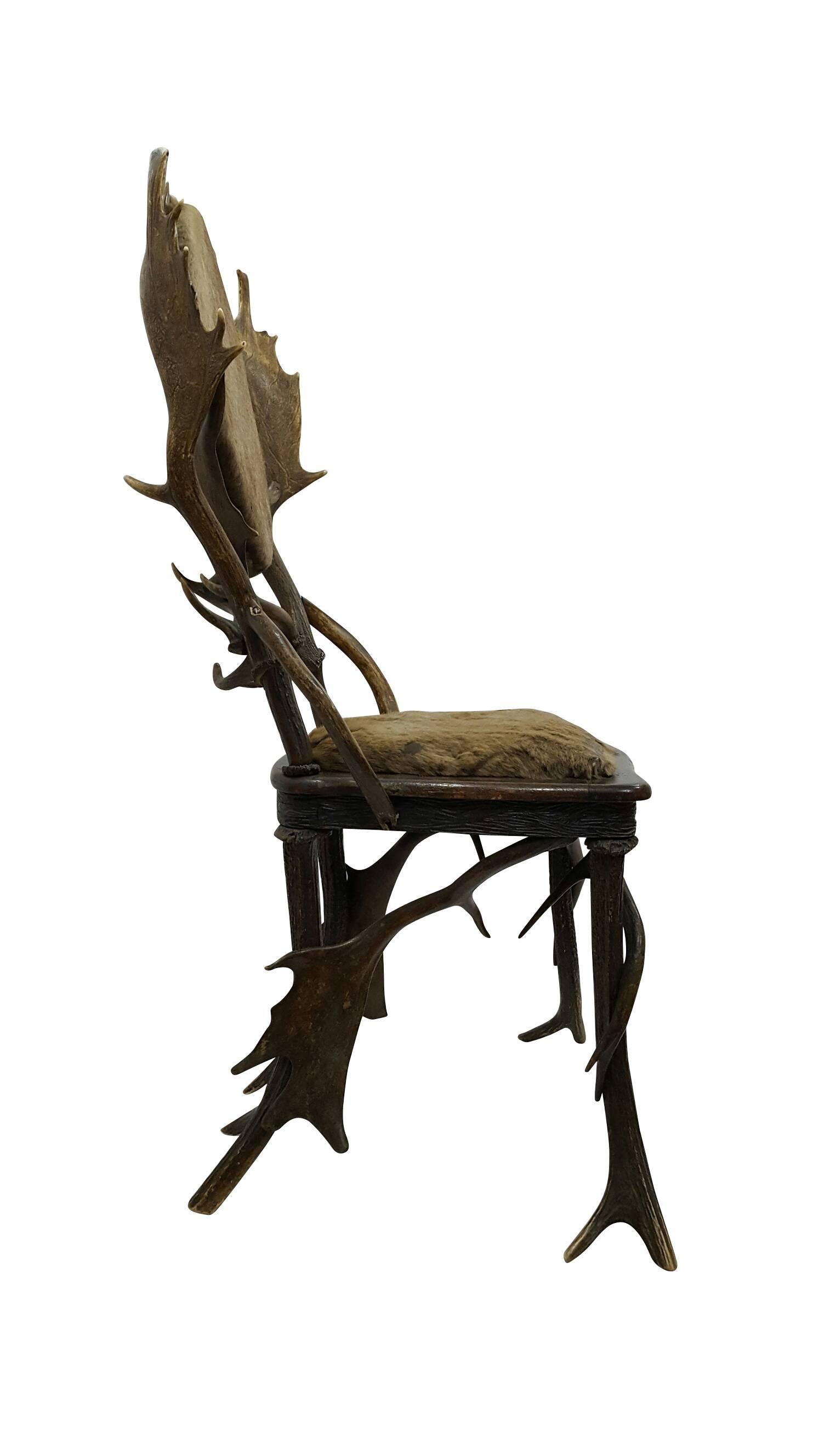 American Colonial 19th Century Vintage Antler Chair For Sale