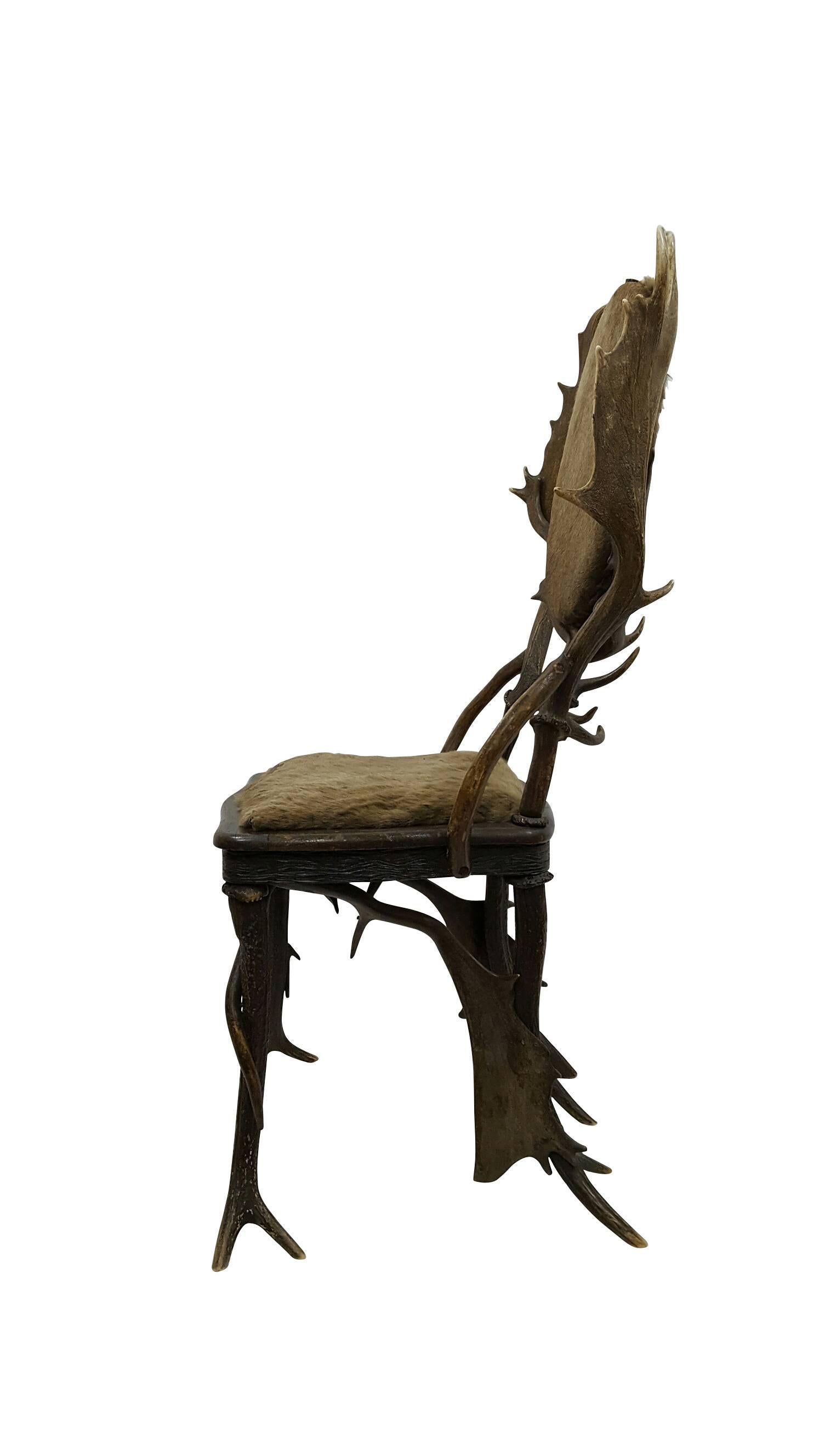 Hand-Crafted 19th Century Vintage Antler Chair For Sale