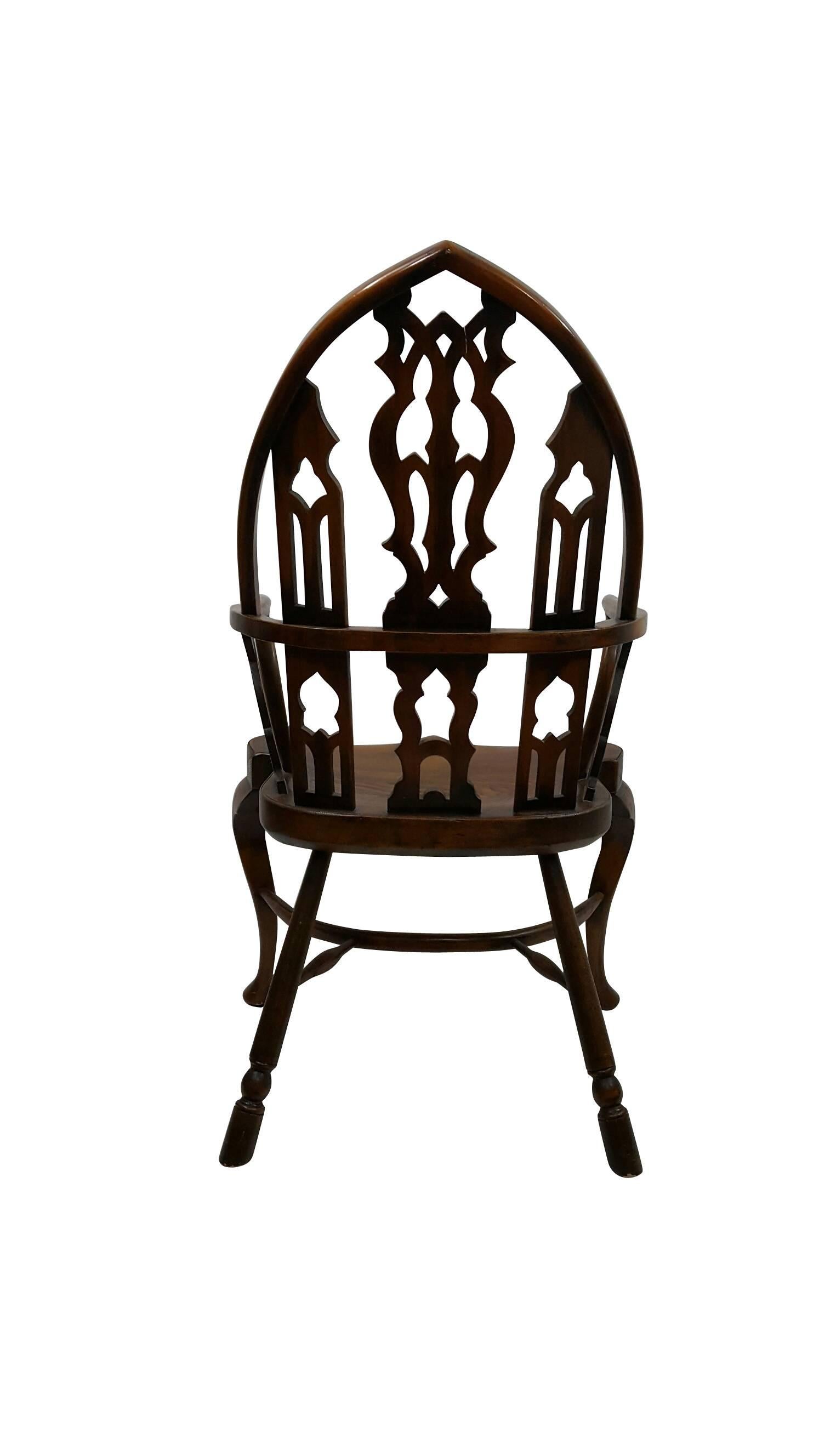 Hand-Crafted 19th Century Antique Wood Armchair For Sale