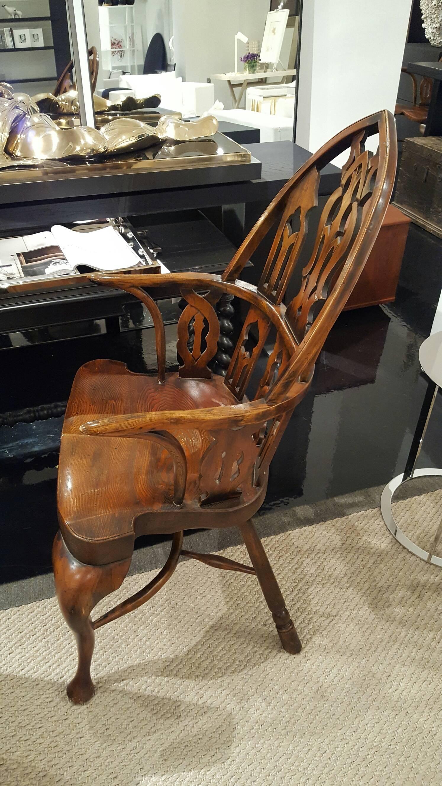 19th Century Antique Wood Armchair In Excellent Condition For Sale In New York, NY