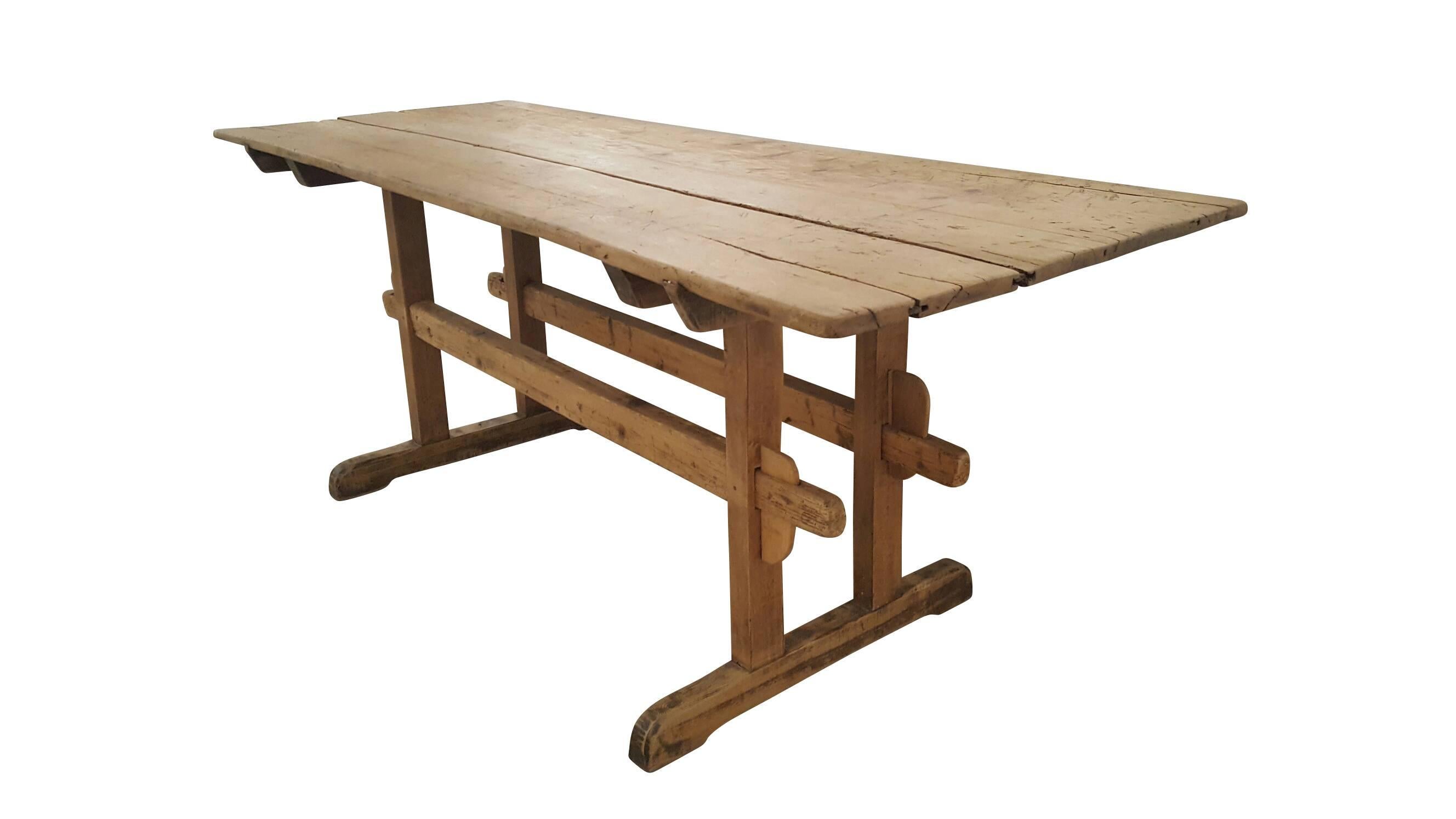 Hand-Crafted Early 20th Century Fab Trestle Table For Sale