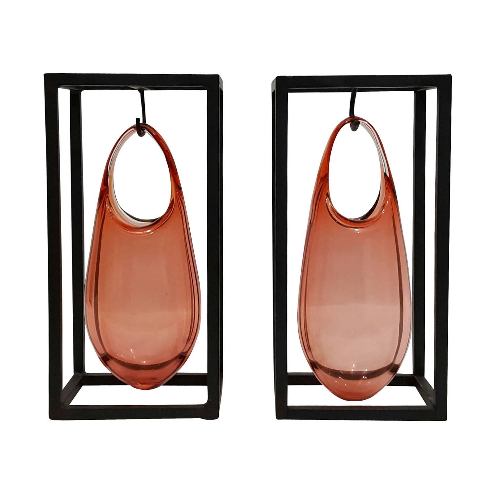Caged Mini Vessel, Tangerine In Excellent Condition For Sale In New York, NY