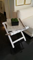 Luggage Rack, White Leather