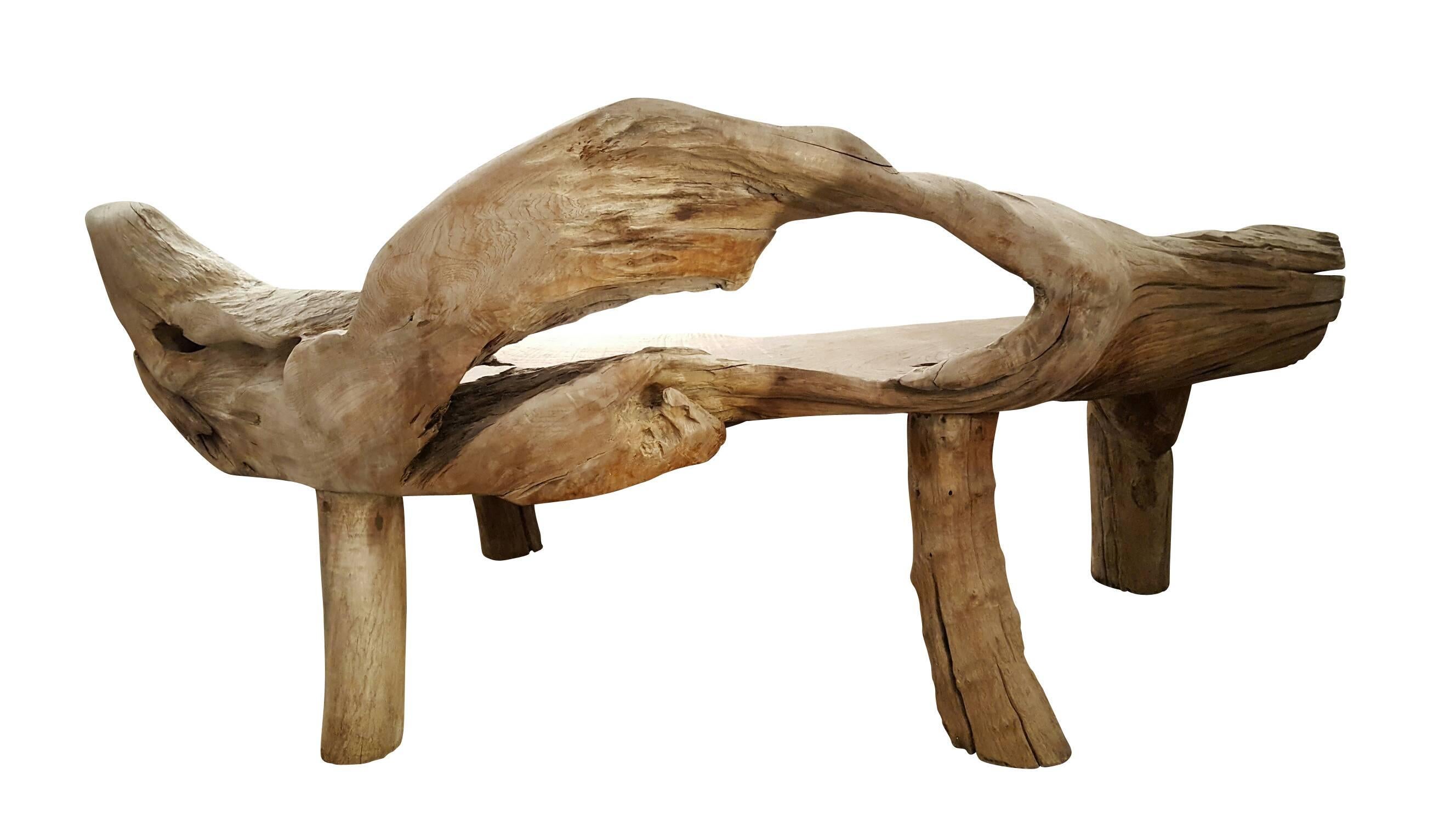 Teak Root Bench In Excellent Condition In New York, NY