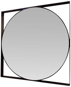 Round Iron Mirror with Square Iron Frame