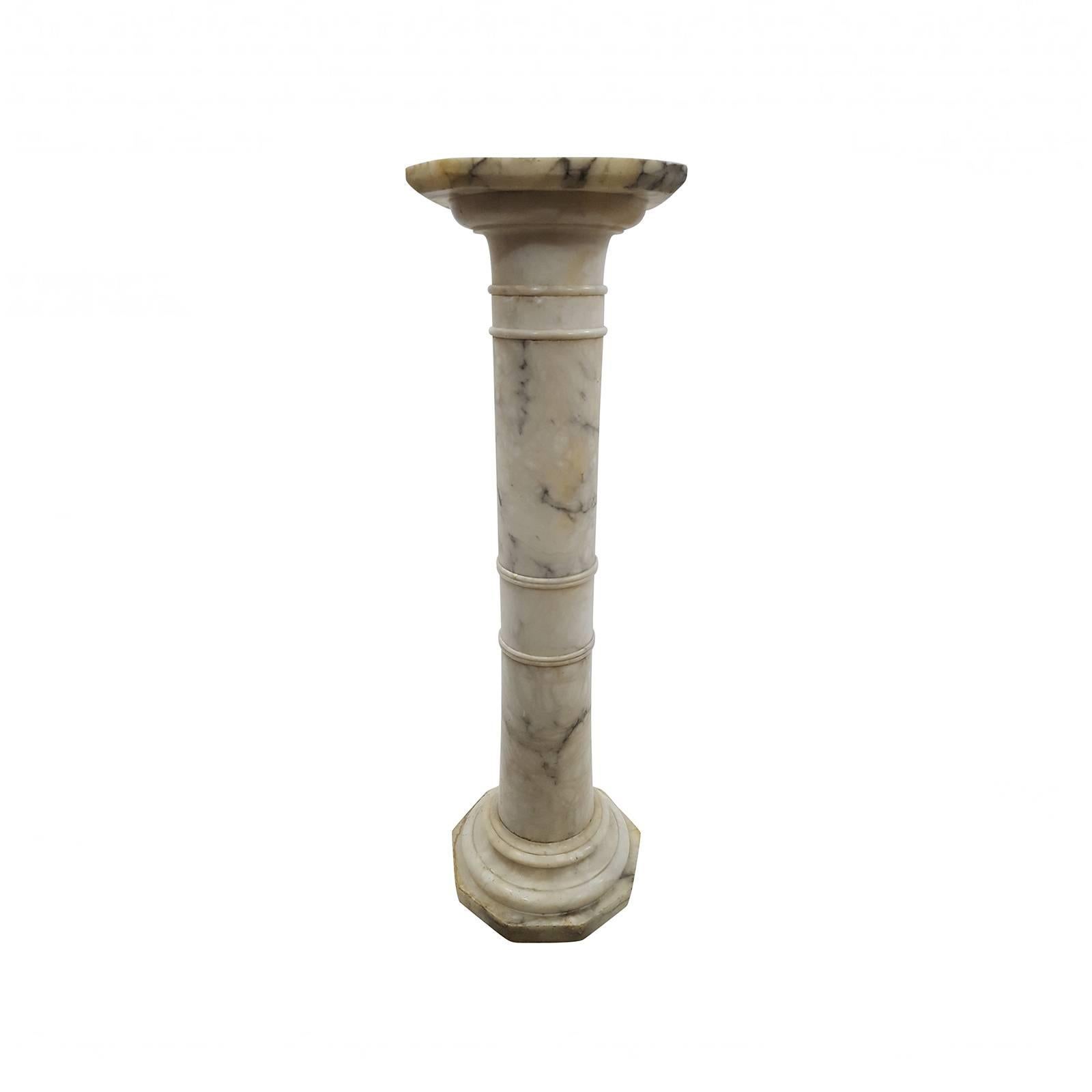 Carved Marble Pedestals 'B' In Excellent Condition For Sale In New York, NY