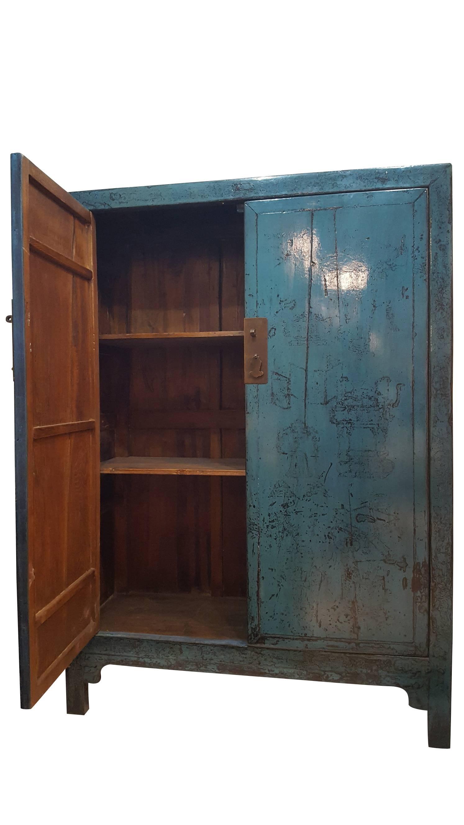 Gorgeous antique blue cabinet.