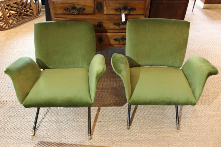 Pair of Moss Green Chairs For Sale at 1stdibs