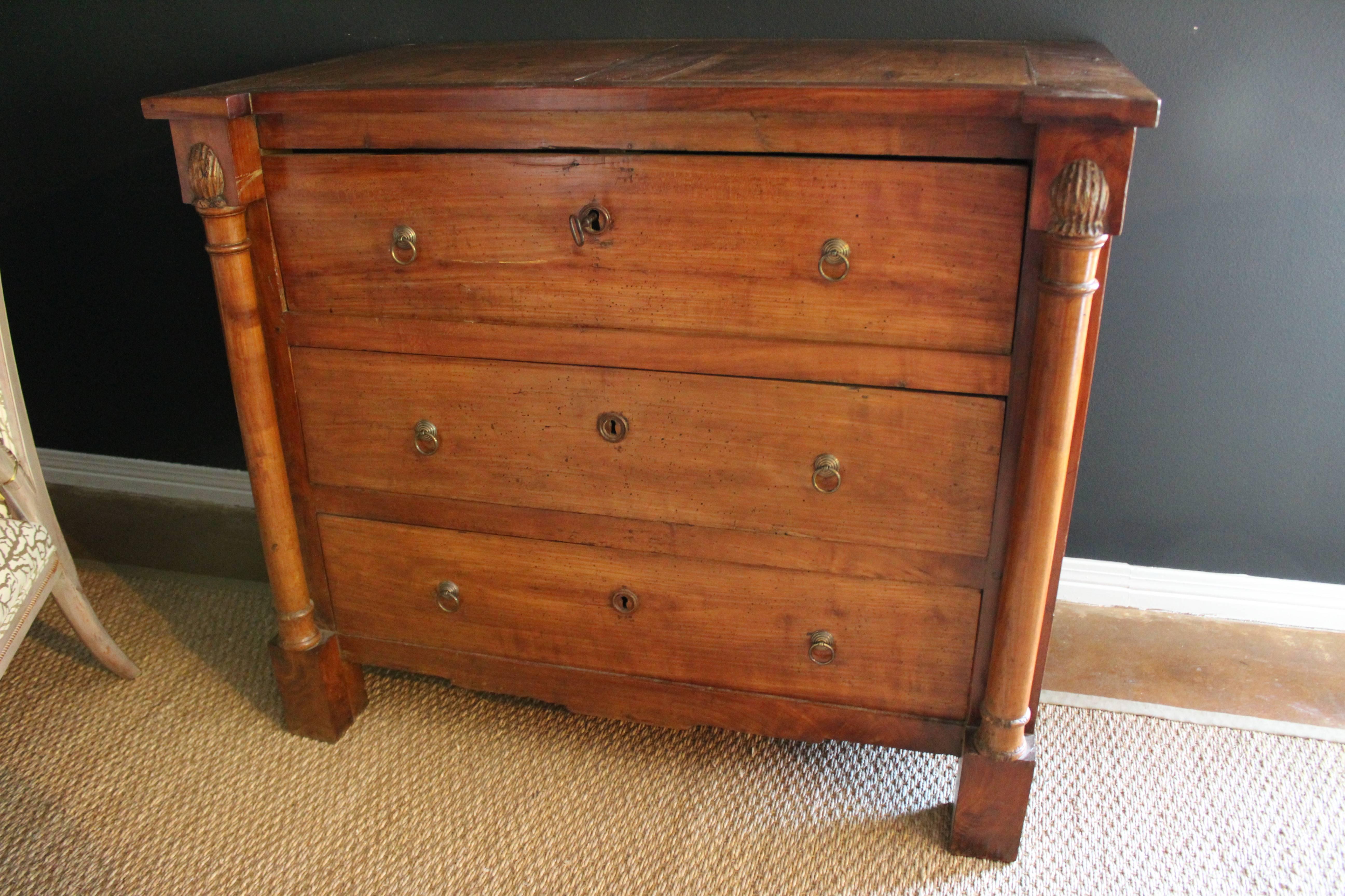 19th Century Neoclassical Cherrywood Commode Secretary 1