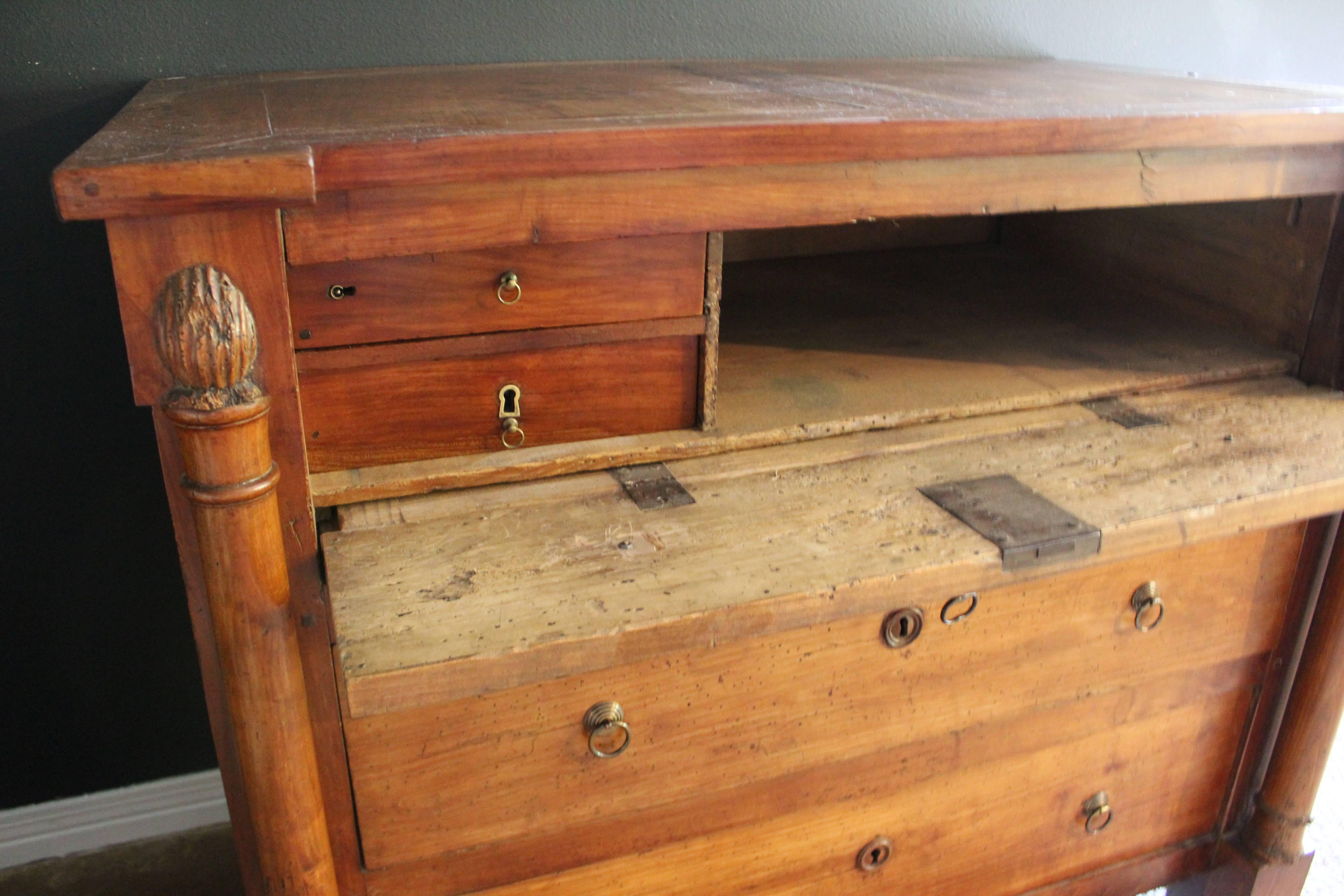 19th Century Neoclassical Cherrywood Commode Secretary 2