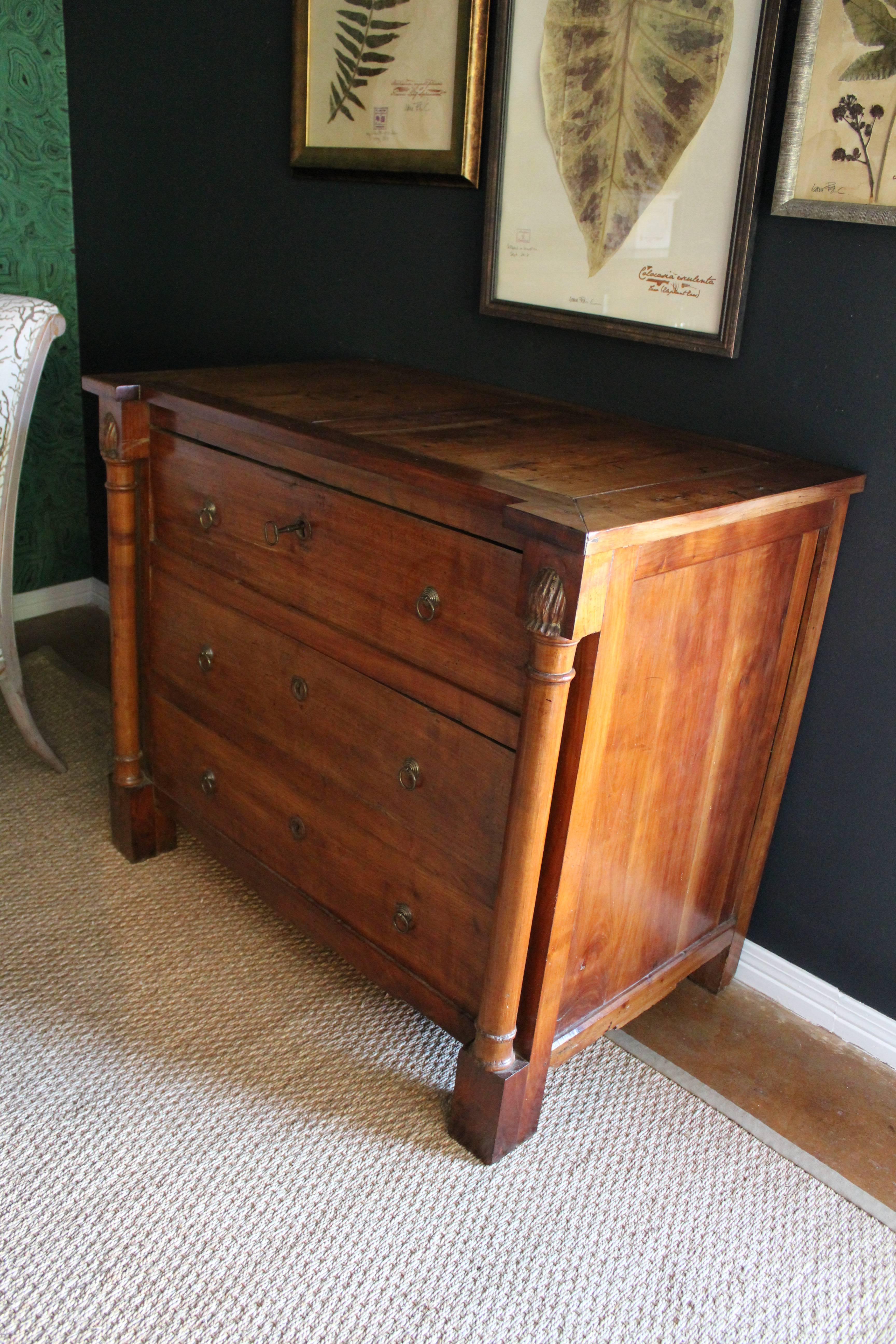 19th Century Neoclassical Cherrywood Commode Secretary In Good Condition In New Orleans, LA