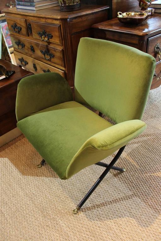 Pair of Moss Green Chairs For Sale at 1stdibs