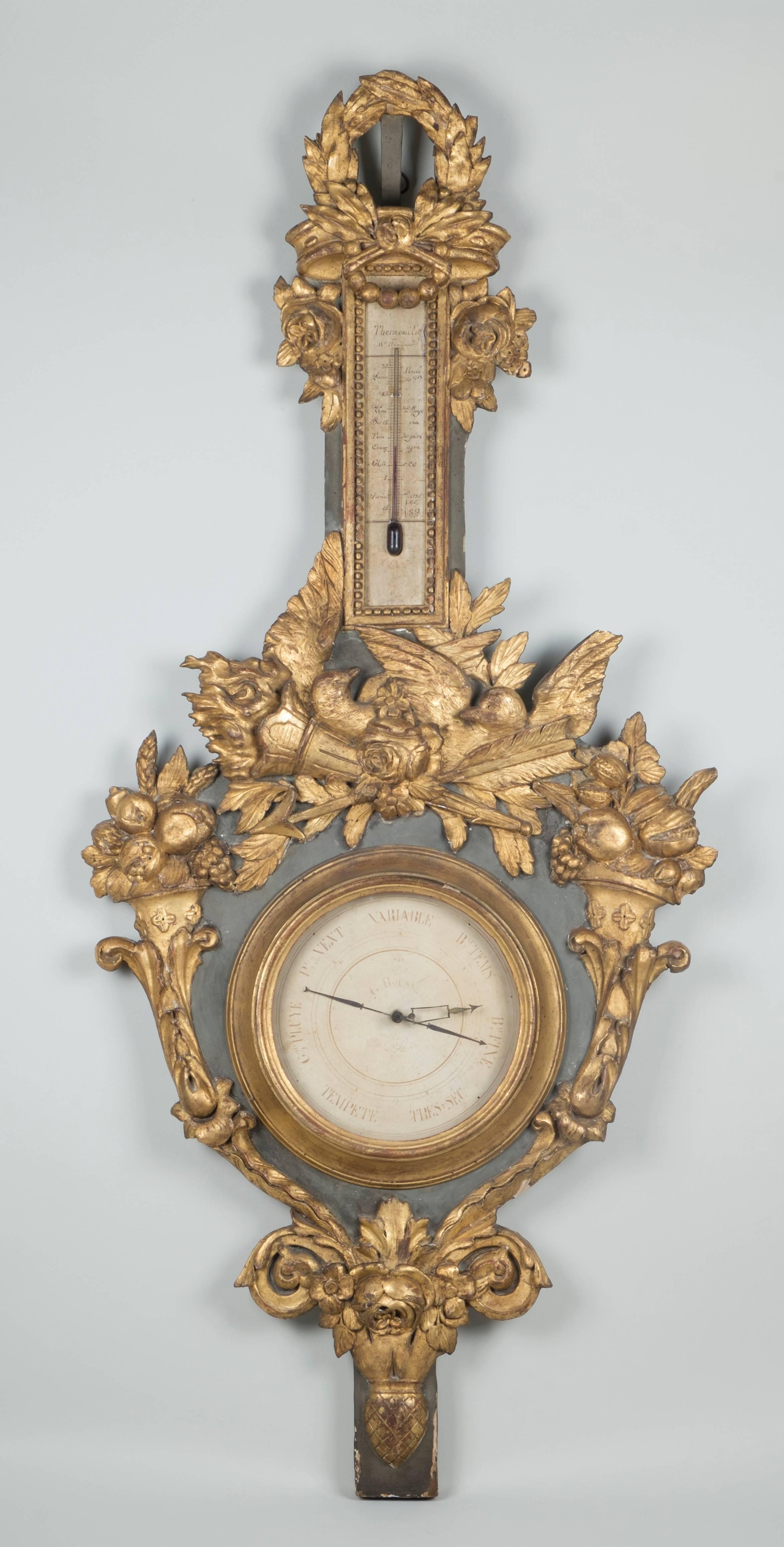 Pair of Great Barometers and Thermometers from the 18th Century For Sale 3