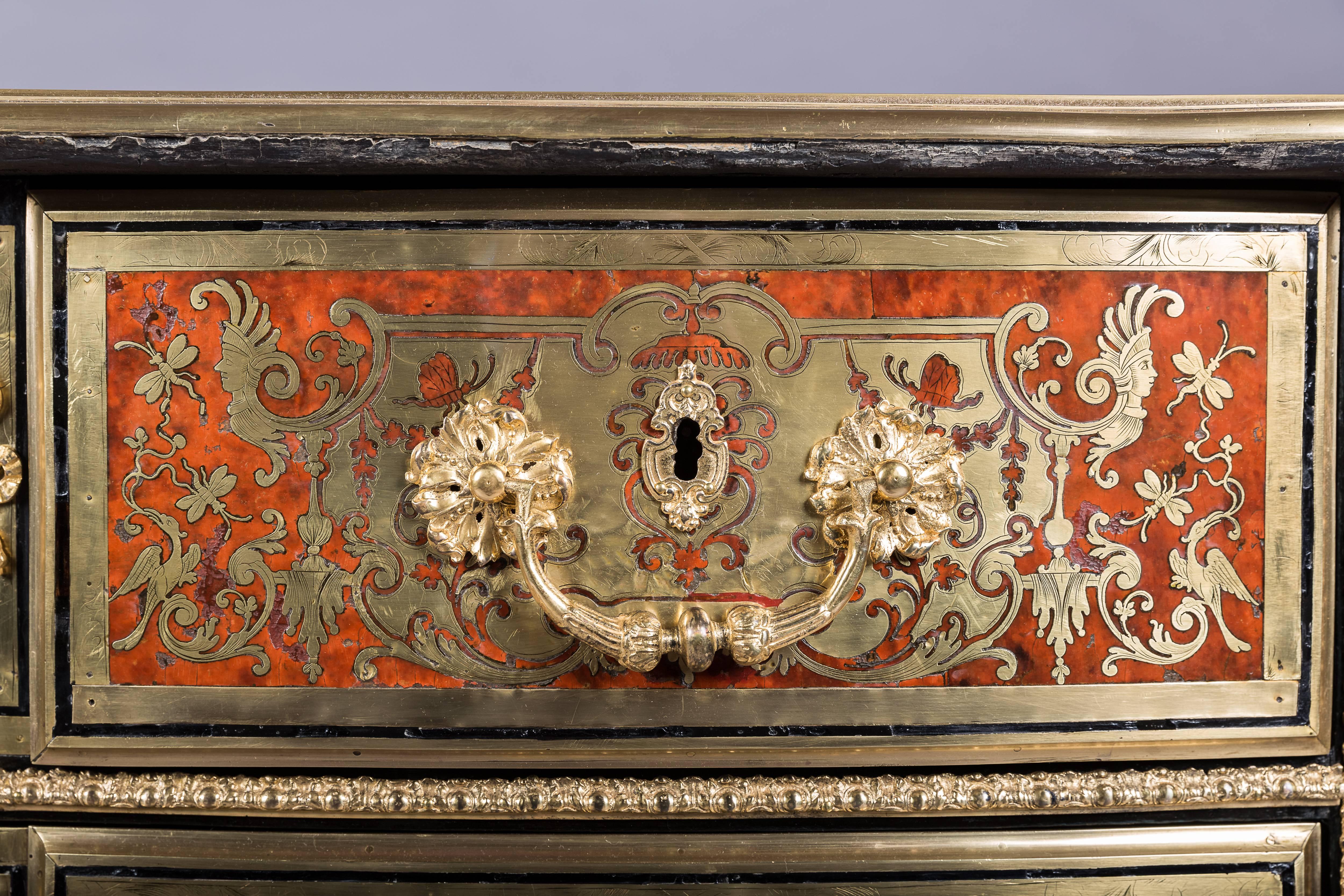European Louis XIV Boulle Marquetry Commode Attributed to Nicolas Sageot For Sale