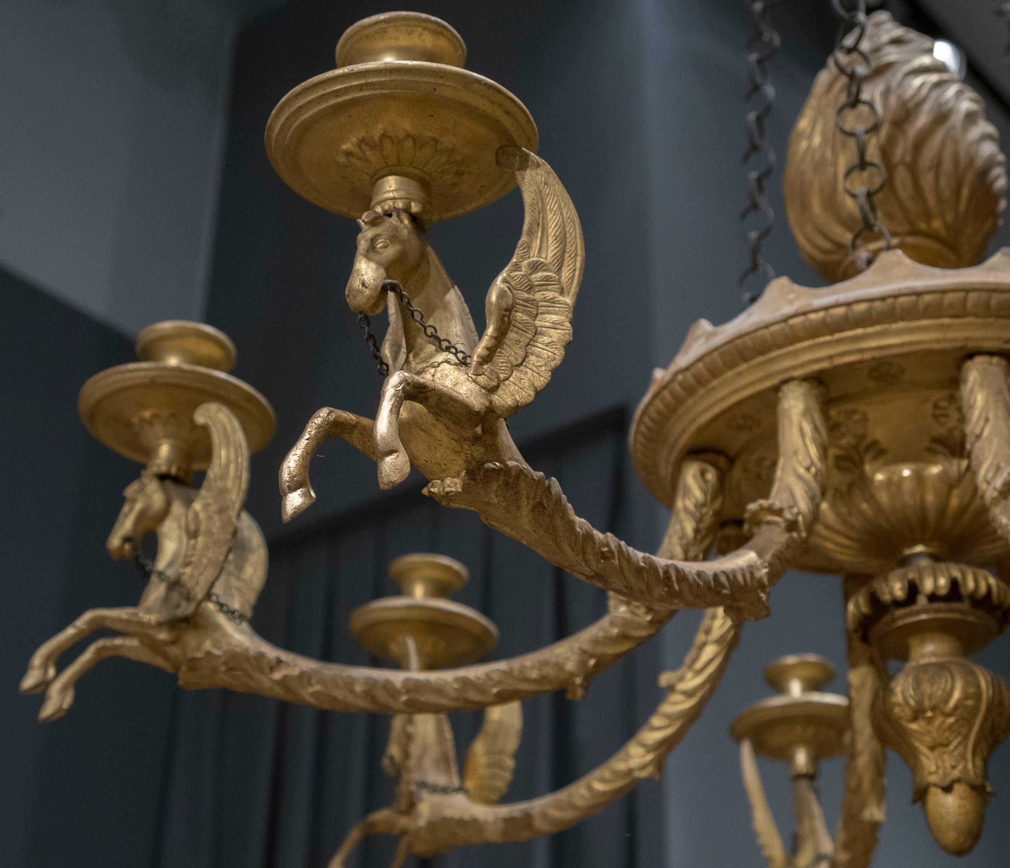 Neoclassic Giltwood Chandelier For Sale 6